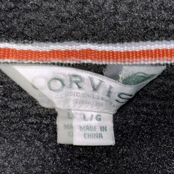 Orvis Mens Black Fleece Jacket Large Full-Zip Stand Collar - Picture 4 of 6